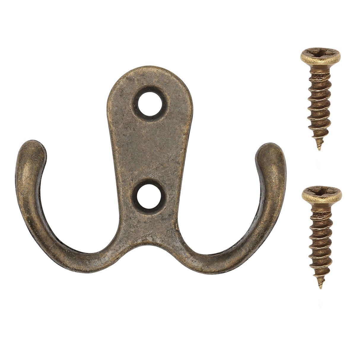 10/20pcs Heavy Duty Double Prong Coat Hooks Wall Mounted Retro Robe Hat Clothes