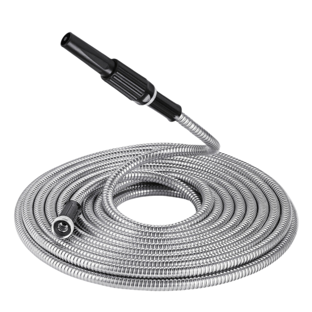 25/50/75/100FT Stainless Steel Metal Garden Water Hose Pipe Flexible Lightweight