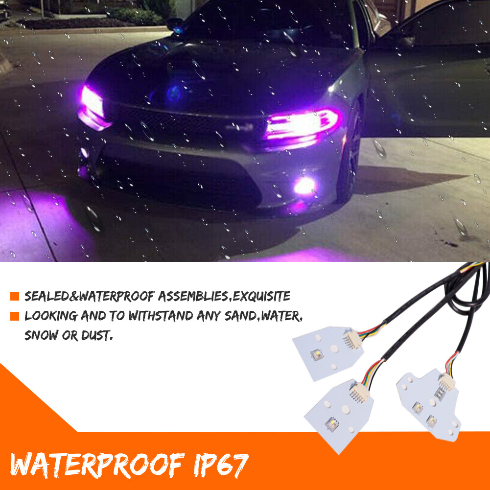 For 2015-20 Dodge Charger Bluetooth APP RGBW Multi-Color LED DRL Board Headlight