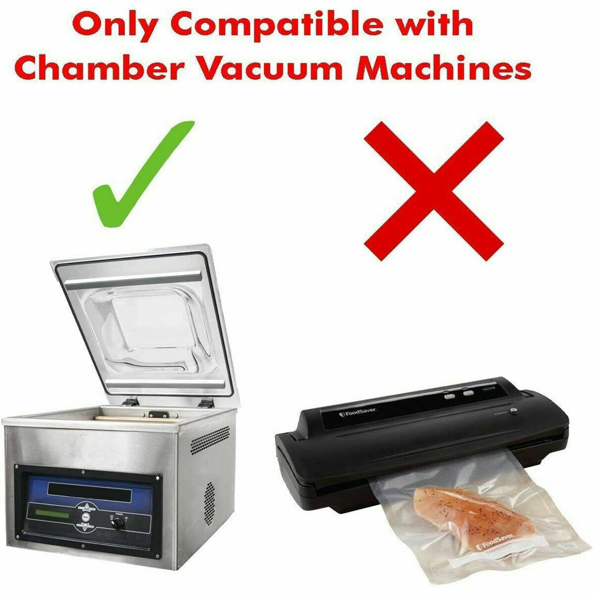 100, 500, 1,000 pcs BPA Free 3 mil Vacuum Chamber Bag Great for Food Vac Storage