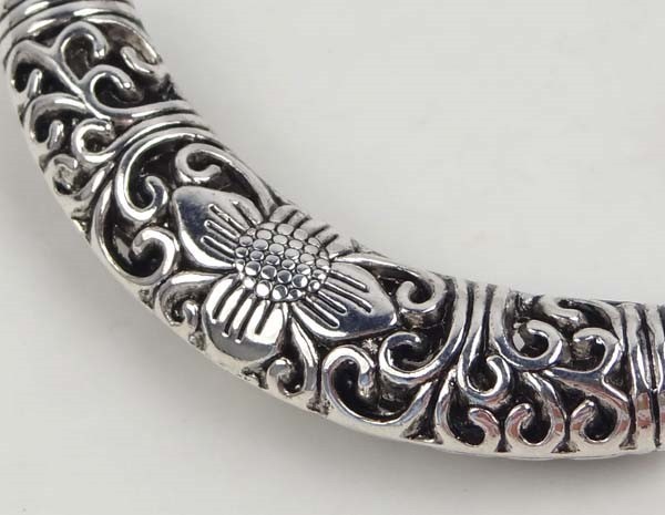 54mm Antique Silver Pewter Engraved Curve Tube Connector Bead
