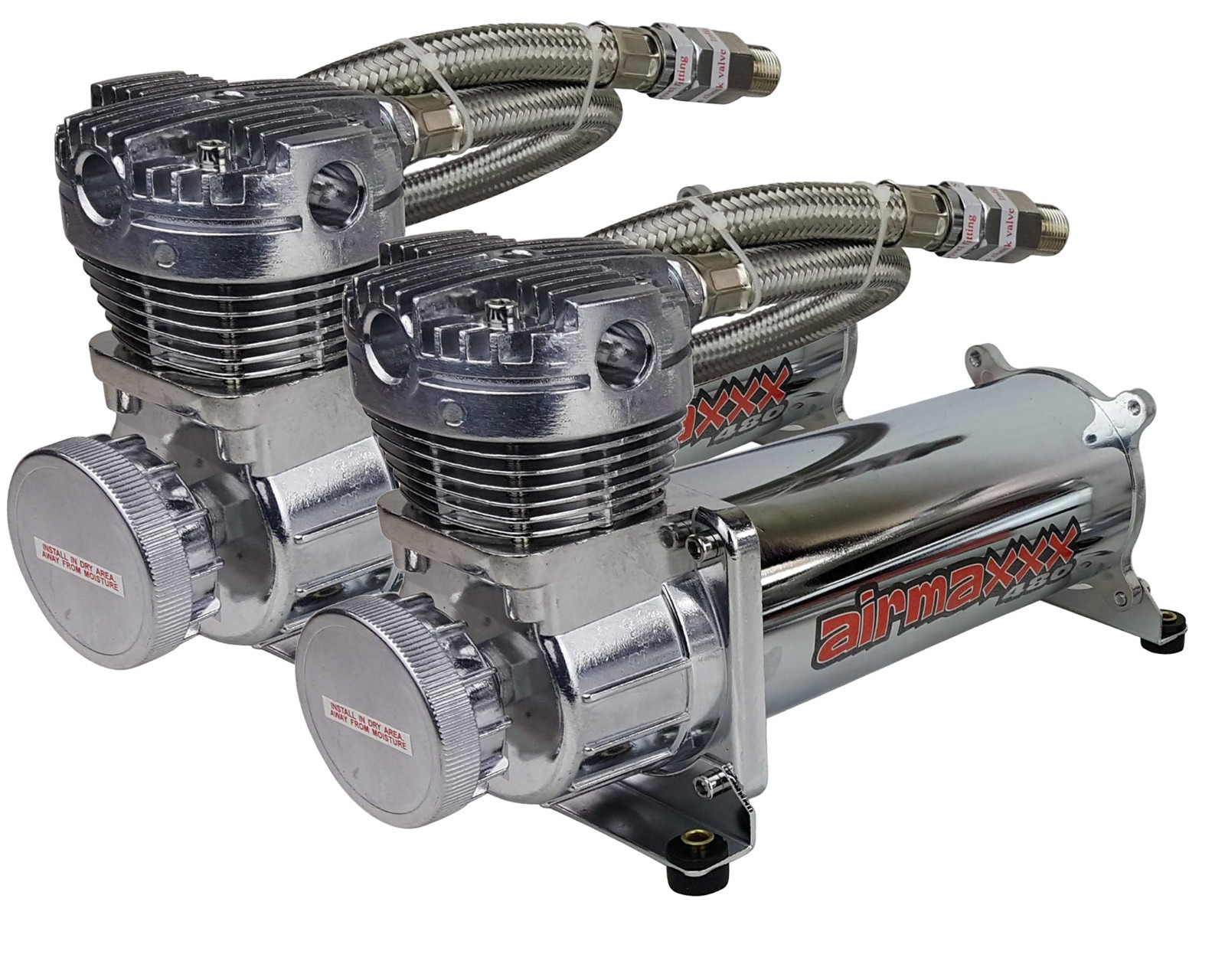 airmaxxx 480 Chrome Air Compressors 200 psi Switch Air Ride Suspension Or Horn