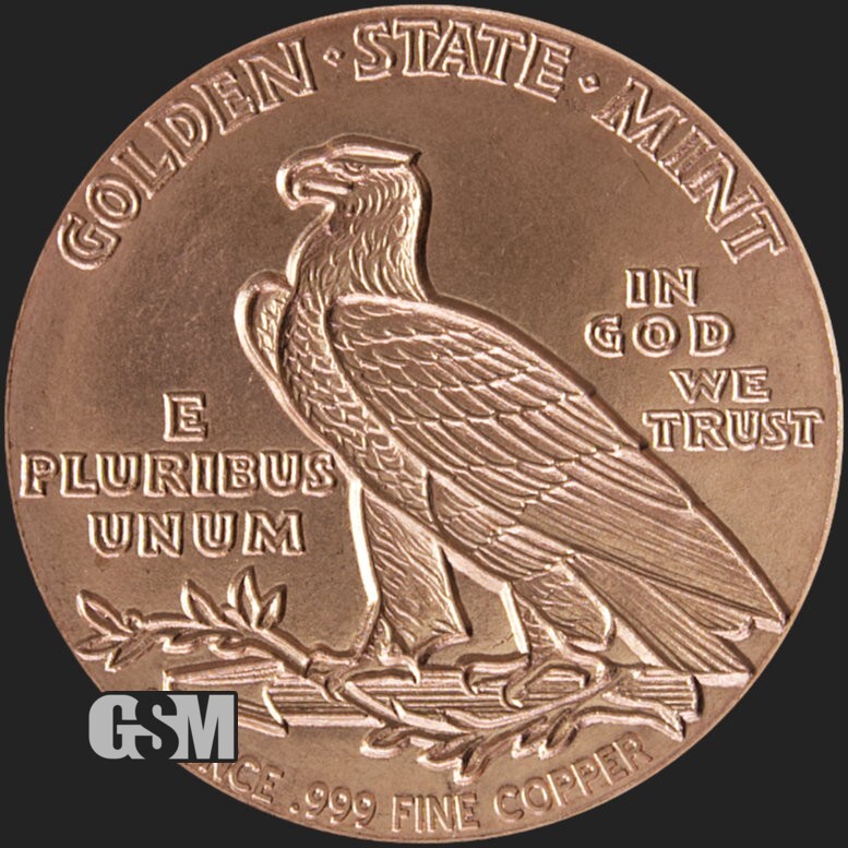 20X - Incuse Indian COPPER Round 1 oz .999 Fine Copper Round - BACKORDER