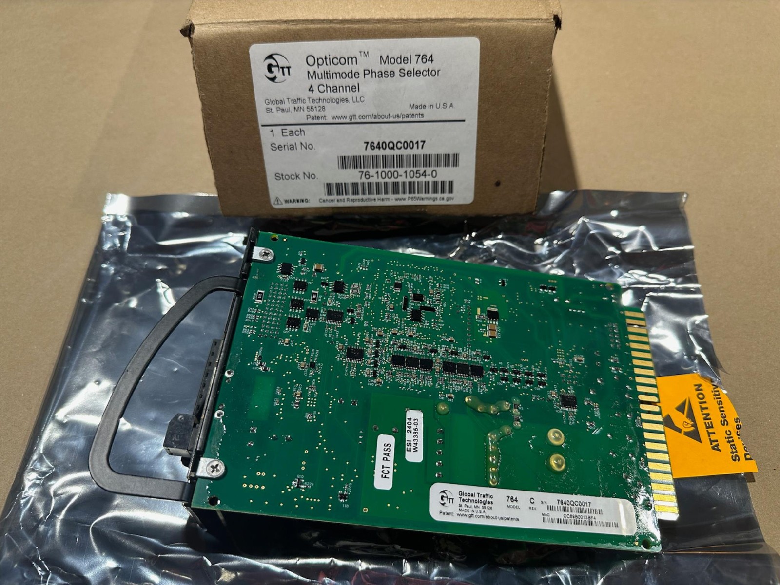 GTT Opticom IR 764 Multimode Phase Selector 4 Channel Board 76-1000-1054-0