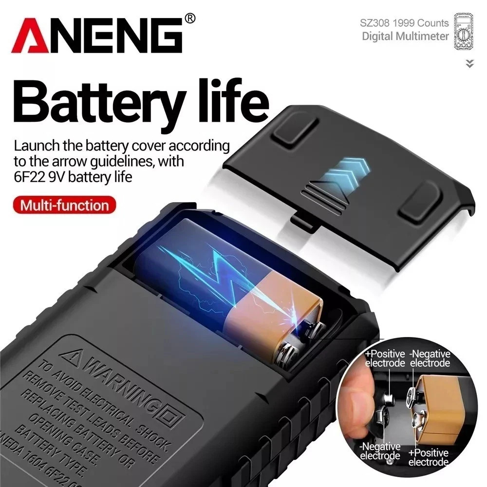 LCD Digital Multimeter Voltmeter Ammeter Ohmmeter Volt AC DC Tester Leads Meter