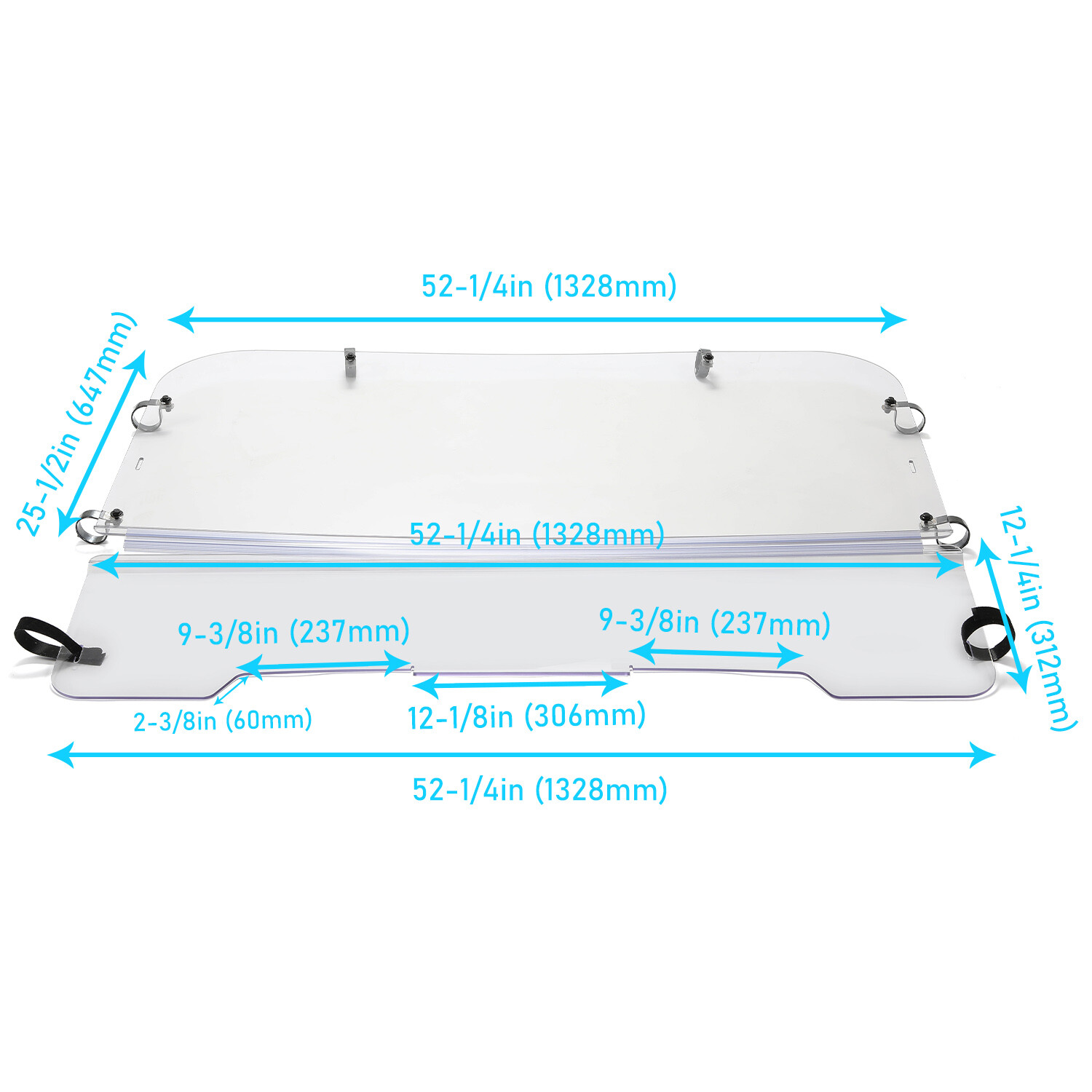 Front Clear Fold Full Windshield For 2001-2008 Kawasaki Mule 3000 & 3010