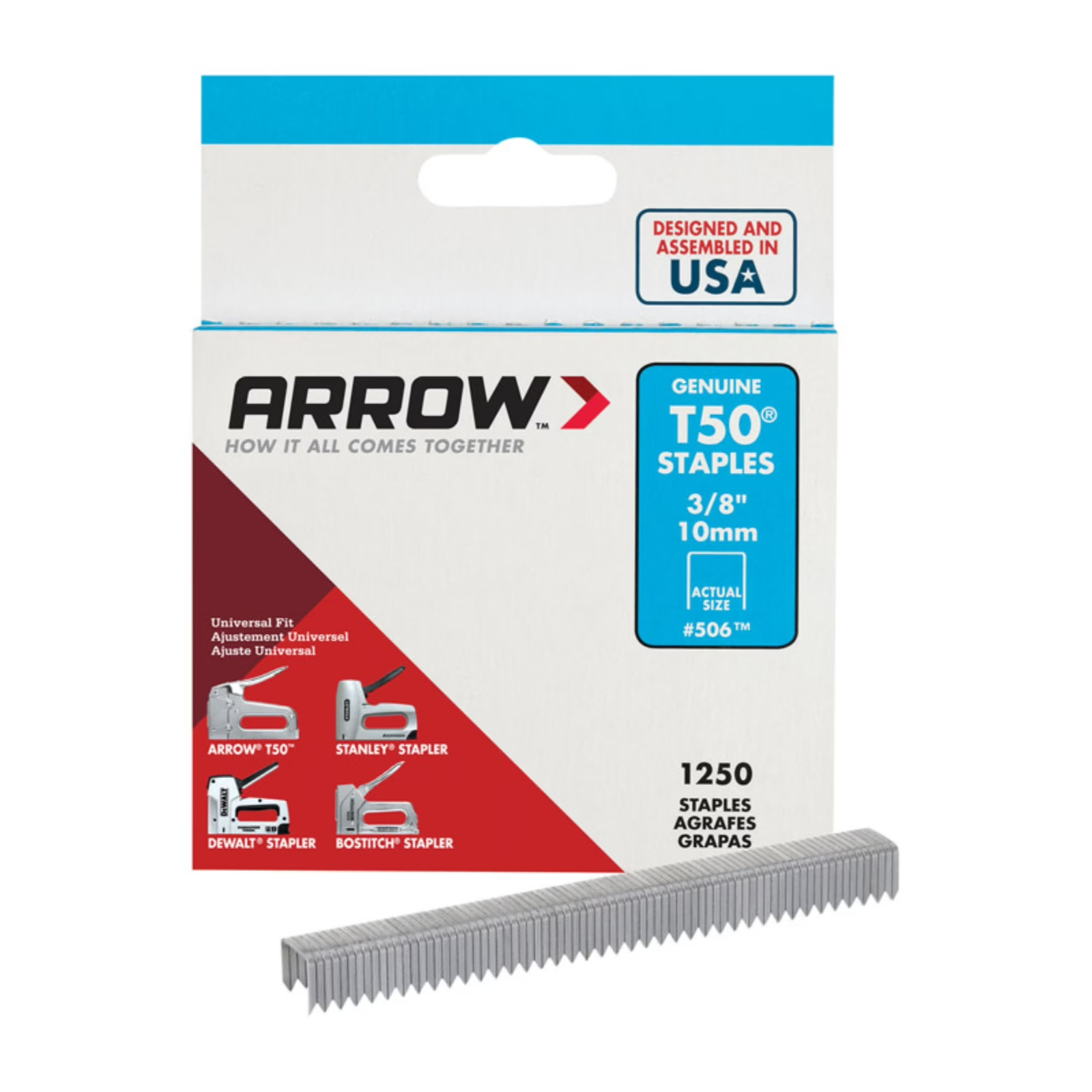 Arrow T50 Staples 3/8 Inch 1250 Pack Heavy Duty Galvanized Steel Free Shipping