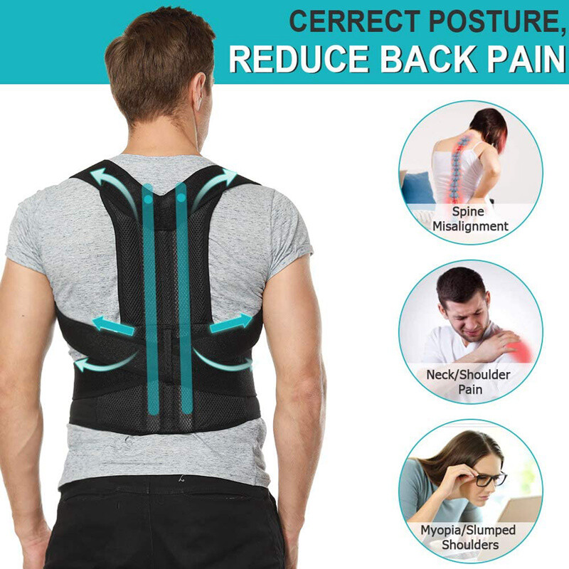 Medical Scoliosis Posture Corrector Spine Back Support Shoulder Brace Belt USPS