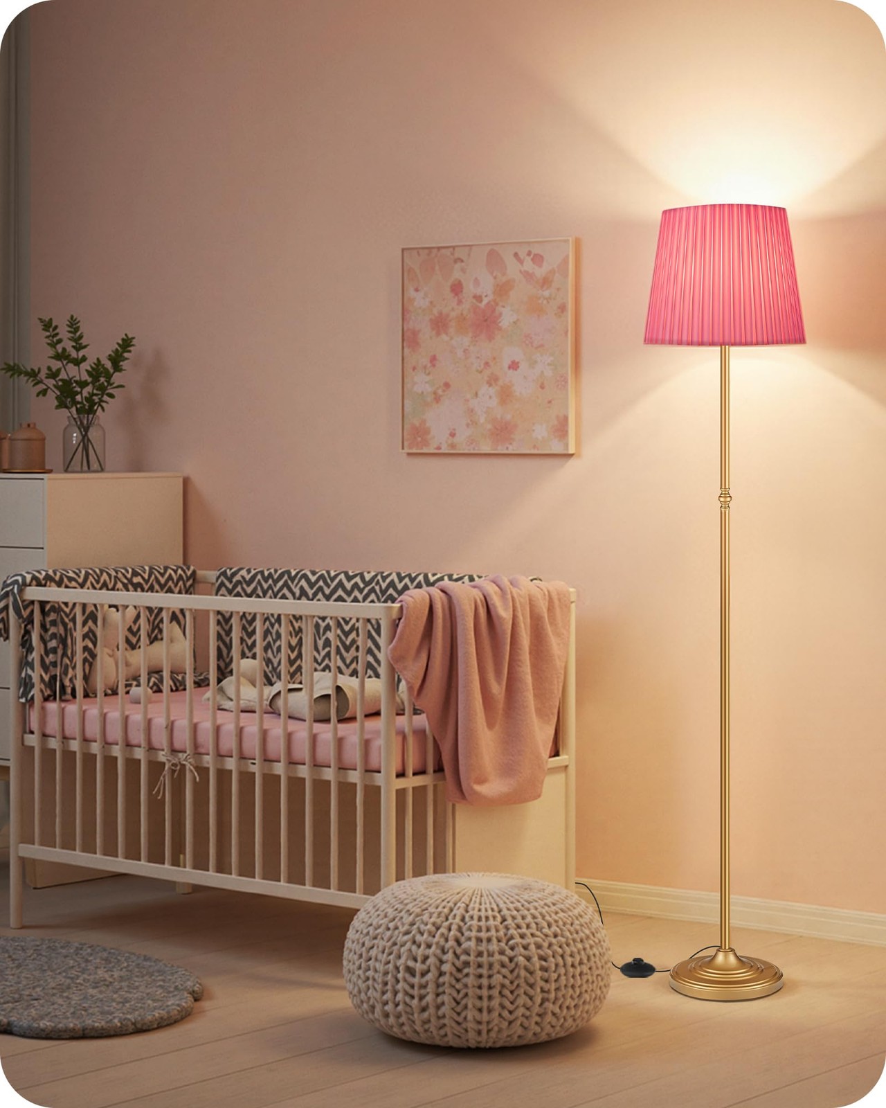 GOEBLESON Pink Floor Lamp for Living Room, 68" 68 inches, Gold +