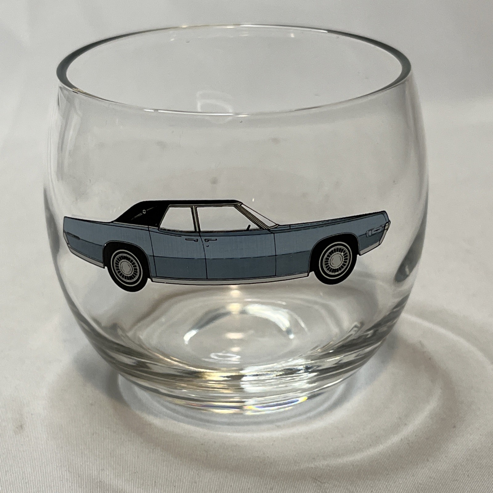 1968/69 Ford Thunderbird Dealer Promotional Roly Poly Low Ball Whiskey Glass