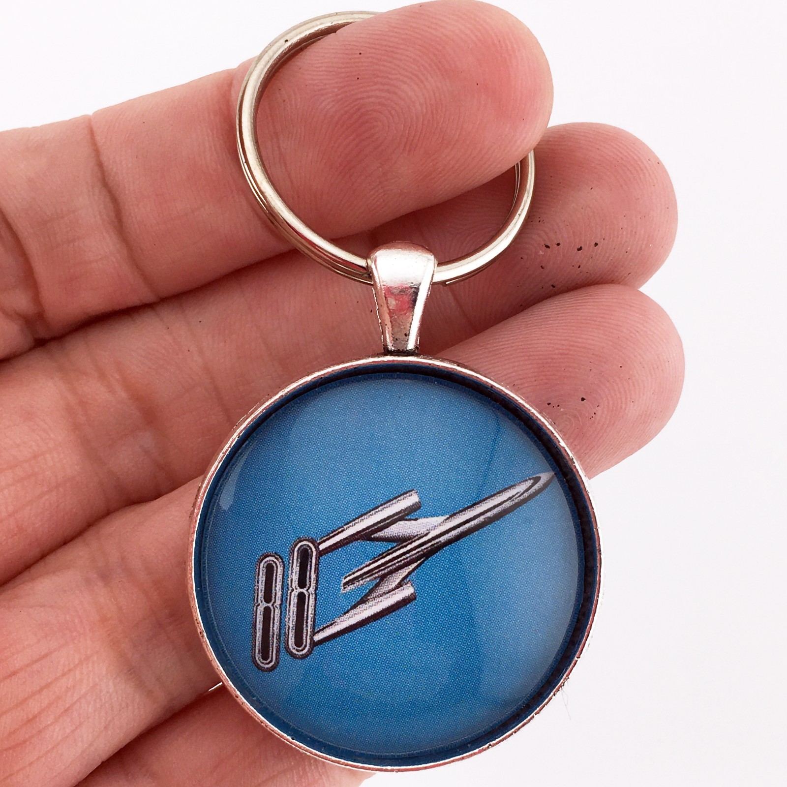 Vintage Oldsmobile Rocket 88 Chrome Badge Emblem Logo 1.2 Diameter Keychain