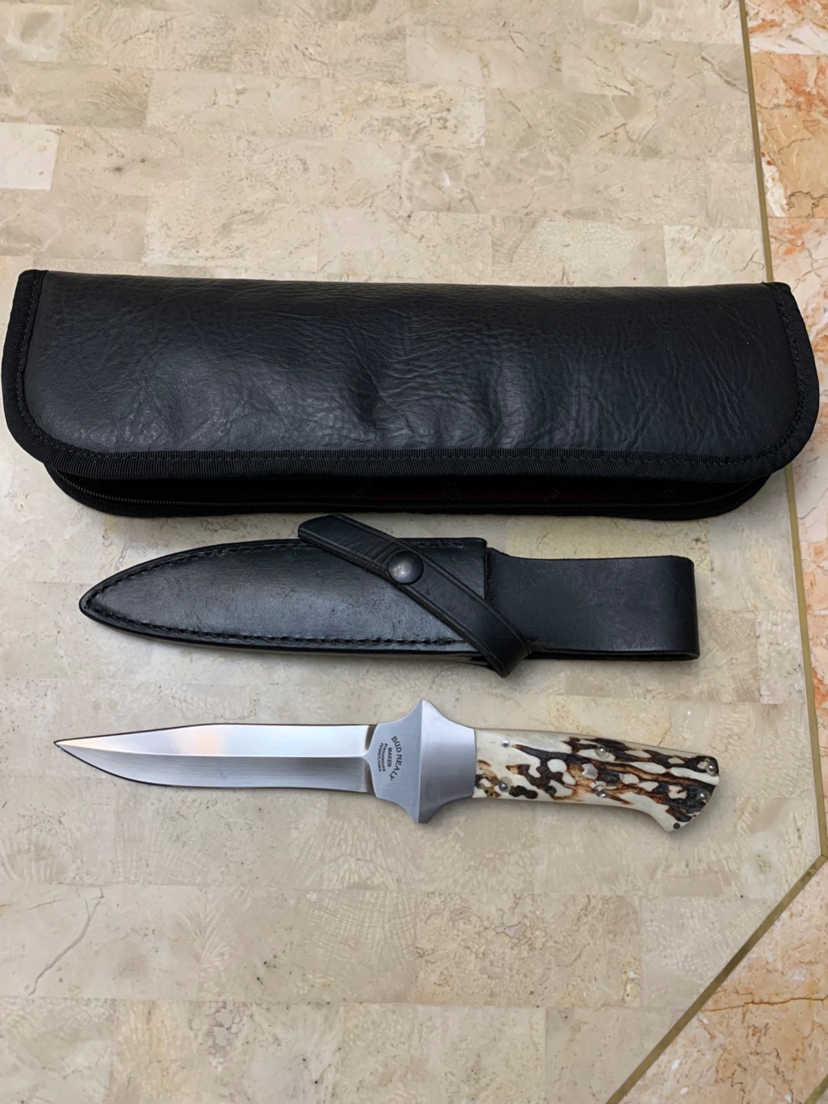 Bud Nealy , Knife makers Guild Member With leather Sheath, Case,Beautiful Knife.