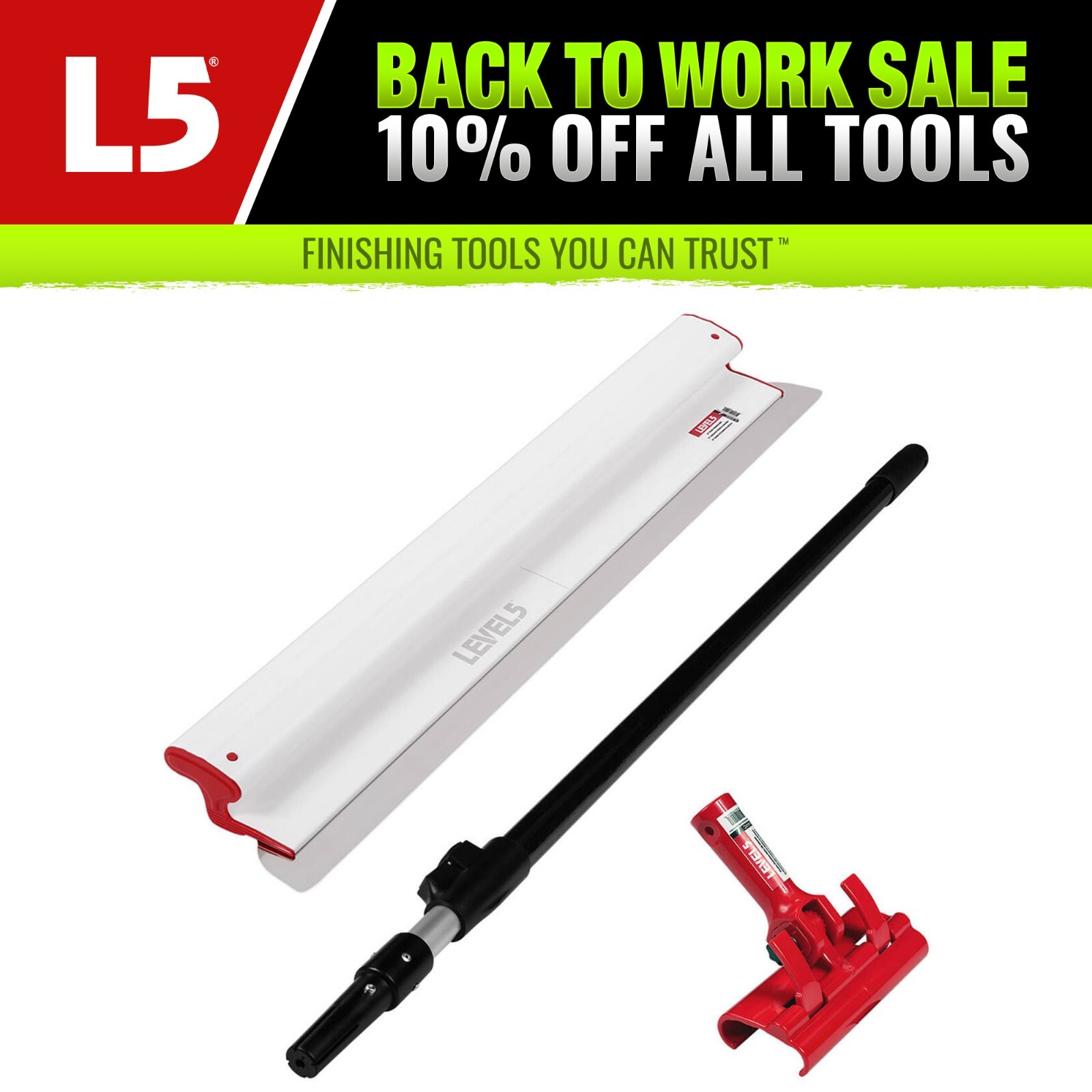 LEVEL5 32" Composite Skimming Blade w/ 48"- 87" Ext. Handle + Adapter | 5-432C