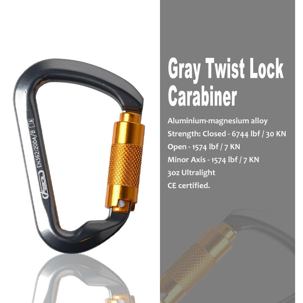 30KN Auto Locking Carabiner Climbing Aluminum Twist Lock Heavy Duty Clip Tree