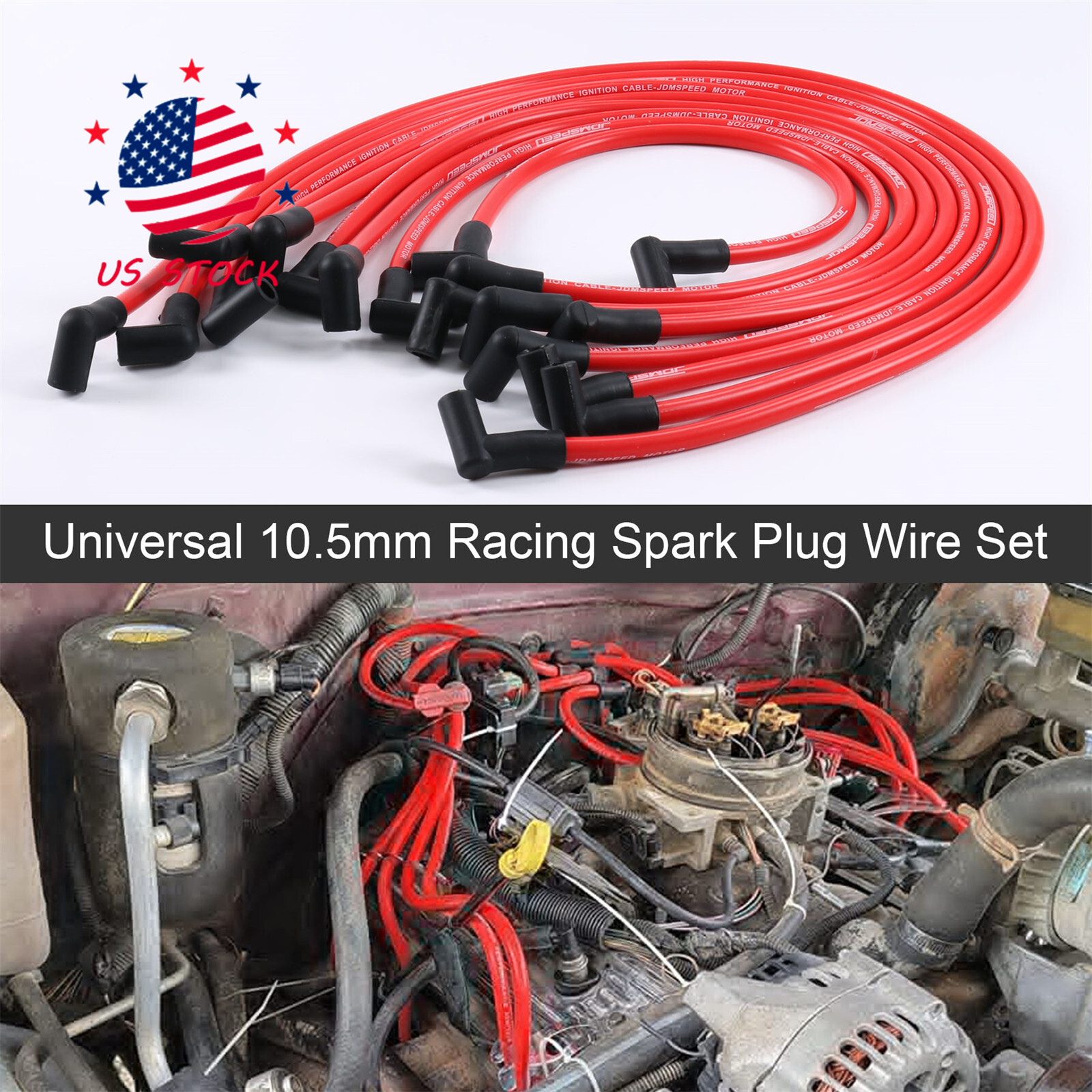 10.5 MM High Performance Spark Plug Wire Set HEI SBC BBC 350 383 454 Electronic