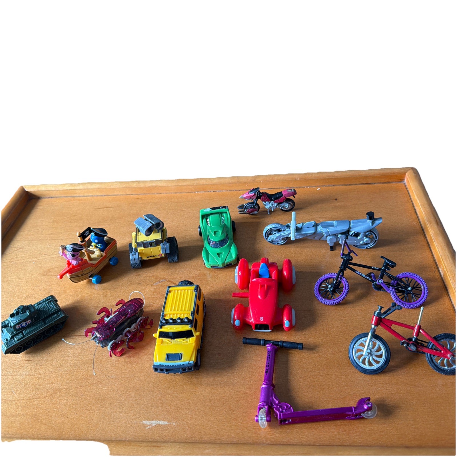 Used miniature toy vehicles and action figures mixed lot