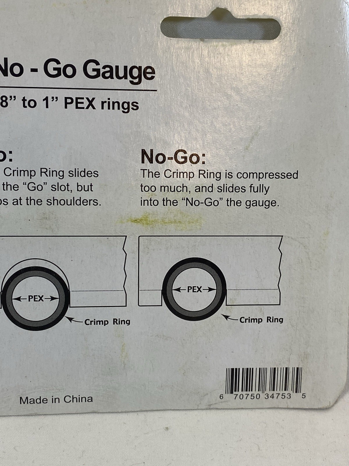 Apollo Go / No - Go Pex Water Line Sizing Plumbing Tool 3/8” - 1” 69PTKGONO