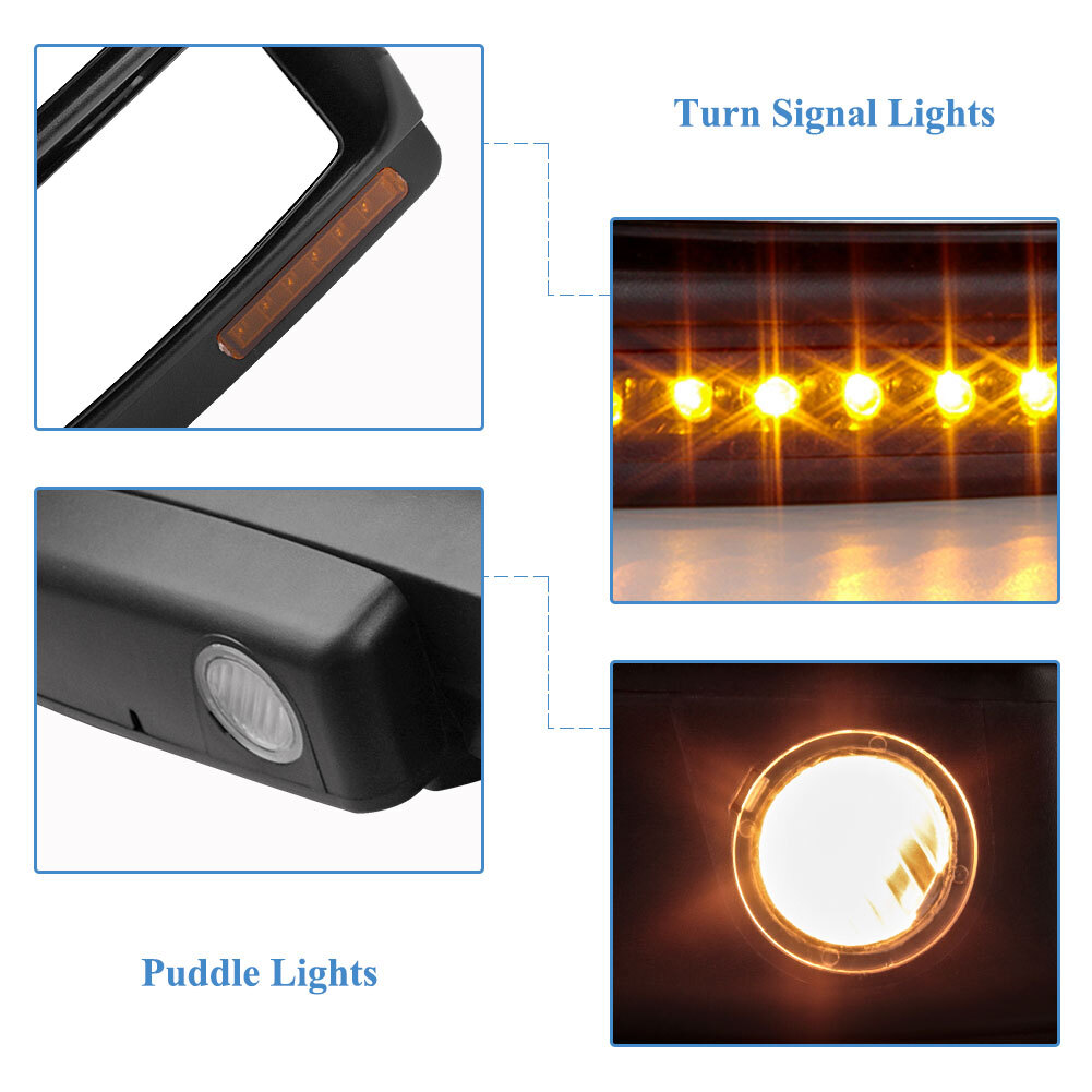 Left + Right Power Heated Puddle Light Tow Mirrors For 07-14 Ford F150 Pick up