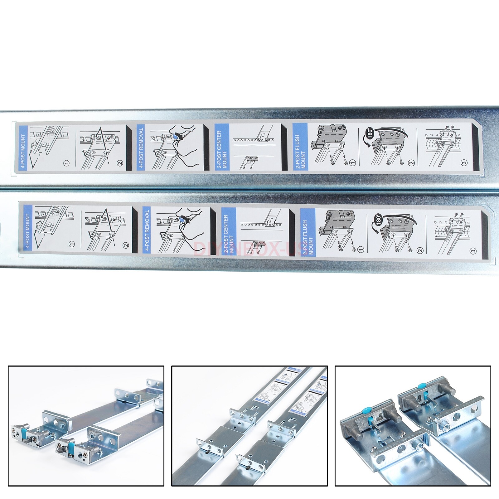 Dell PowerEdge R320 R420 R620 R630 R640 1U Static Ready Rail Rails Kit 053D7M