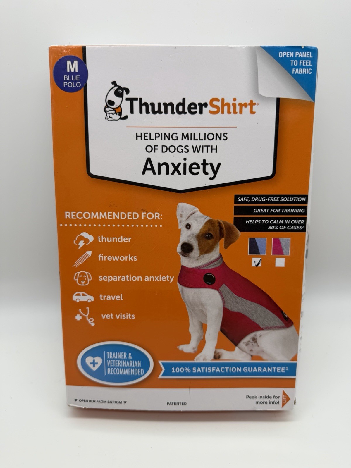 Thundershirt Dog Anxiety Jacket Size Medium Solid Blue 26-40 Lbs **FLAW**