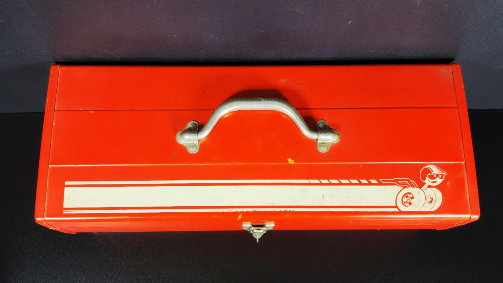 Vintage Mopar Scat Pack Metal Toolbox 1960s-70s Red with Bee Stripe & Insert