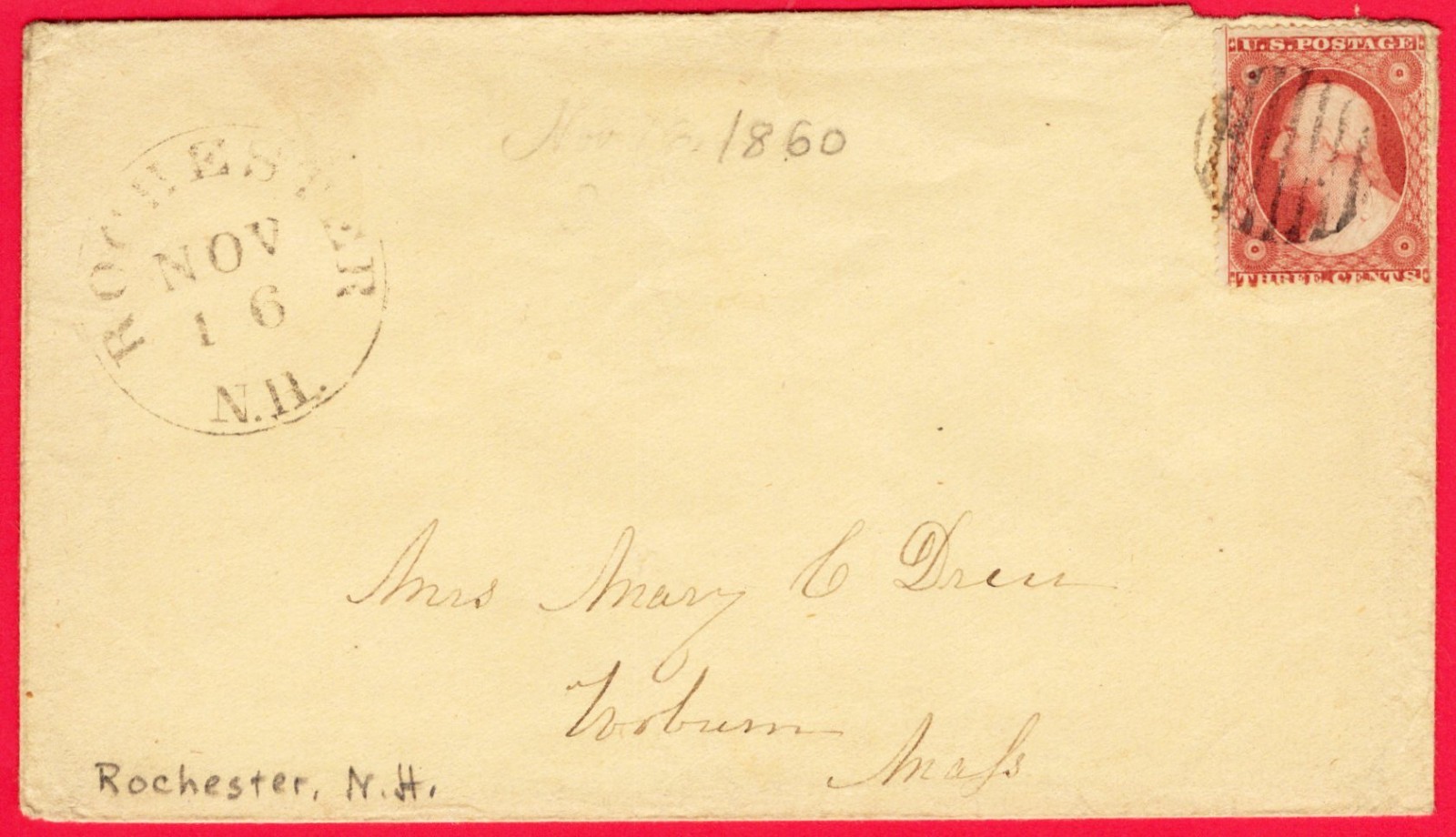 U.S. Scott : 26 with circle cancel :  Rochester, N.H.      /     MB- 684