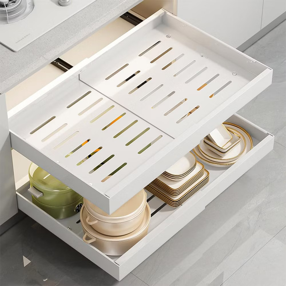 Expandable Pull Out Cabinet Organizer, Heavy Duty Slide Out Drawers Fixed With