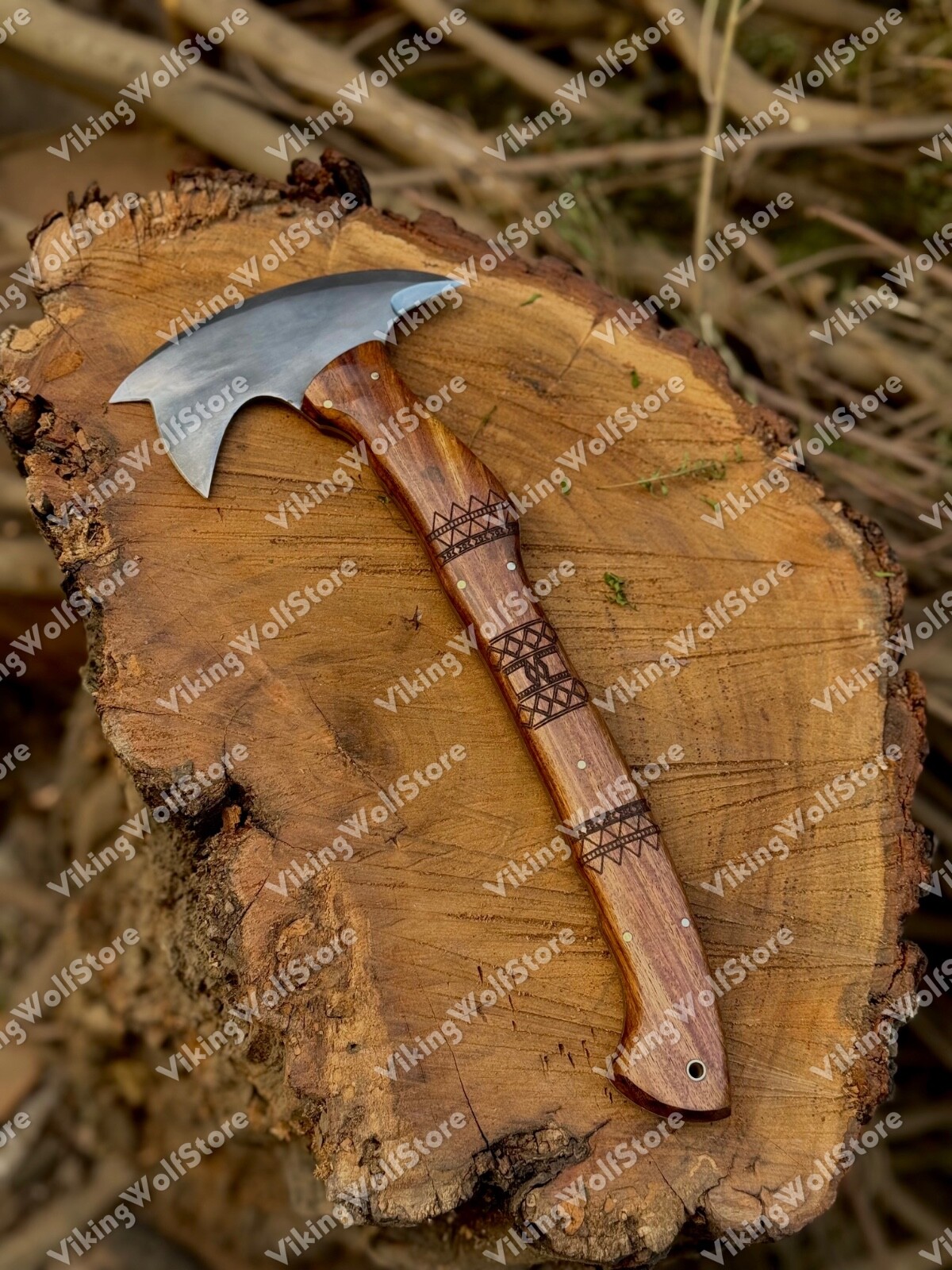 CUSTOM HANDMADE 14" CARBON STEEL REPLICA WINKLER HUNTING/THROWING AXE W/SHEATH