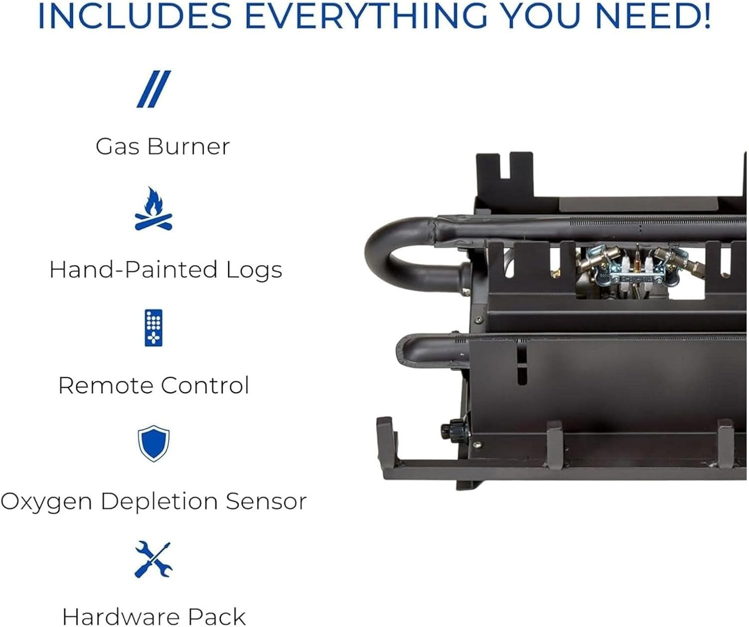 Split Red Oak Ventless Log Set – 18 Inch, 30,000 BTU, Dual Fuel Propane/Natur...