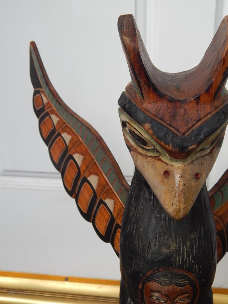 LARGE MUSEUM GRADE 4-5 FIGURE TLINGIT NWC INDIAN WOOD TOTEM POLE MODEL