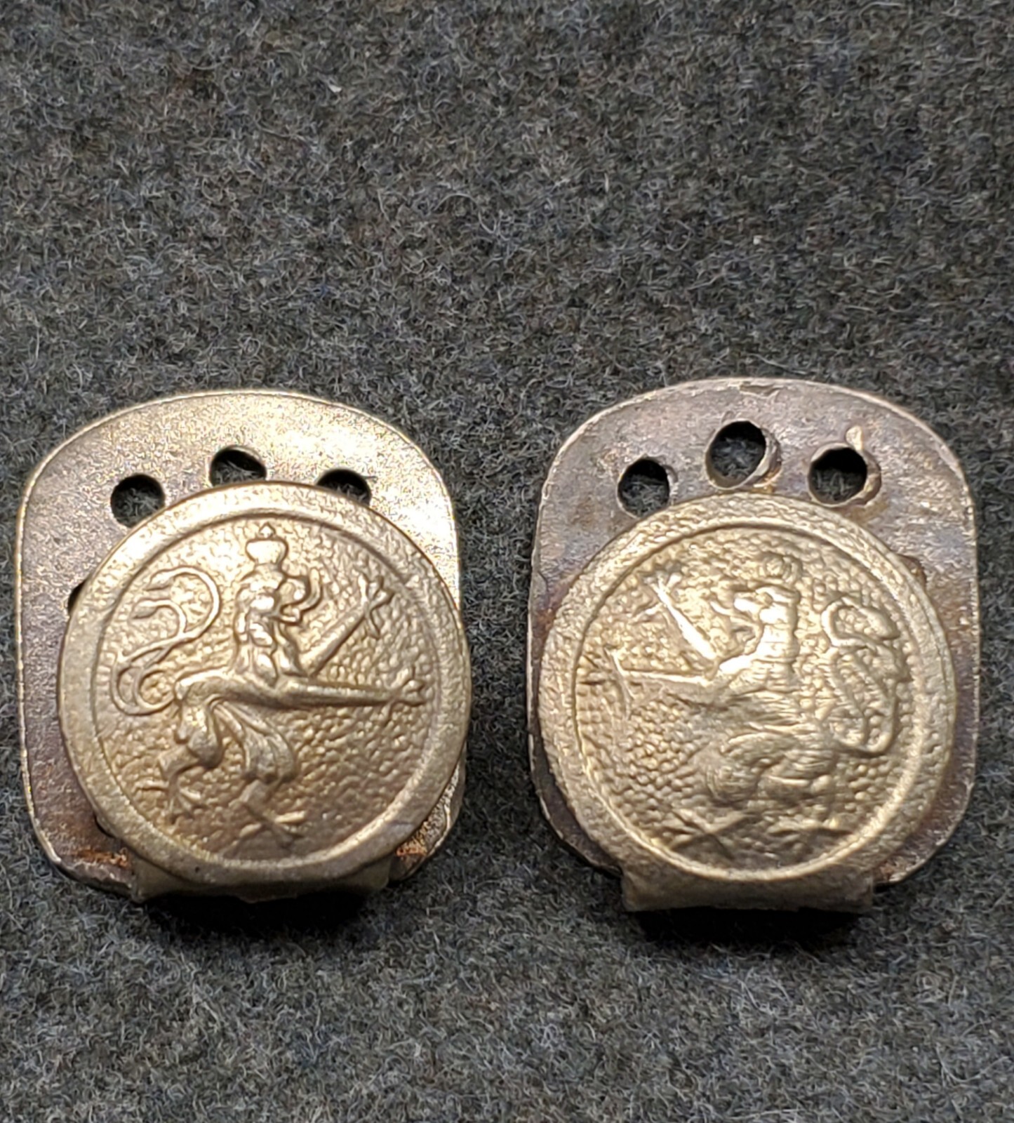 WWI Bavarian Lion coat hooks(ramps) Brass finish, unpainted sold in pairs