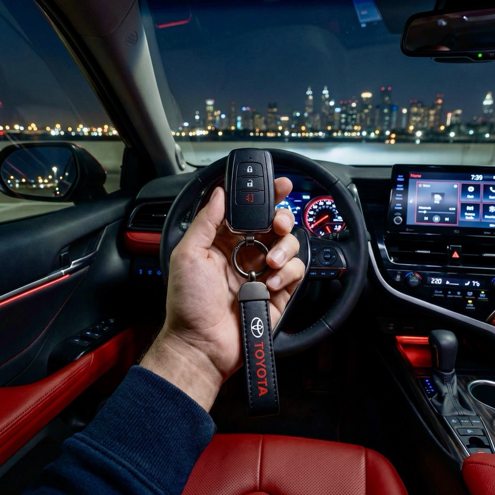 Toyota Style Leather Keychain – Car Keychain for Camry Tacoma Tundra Highlander