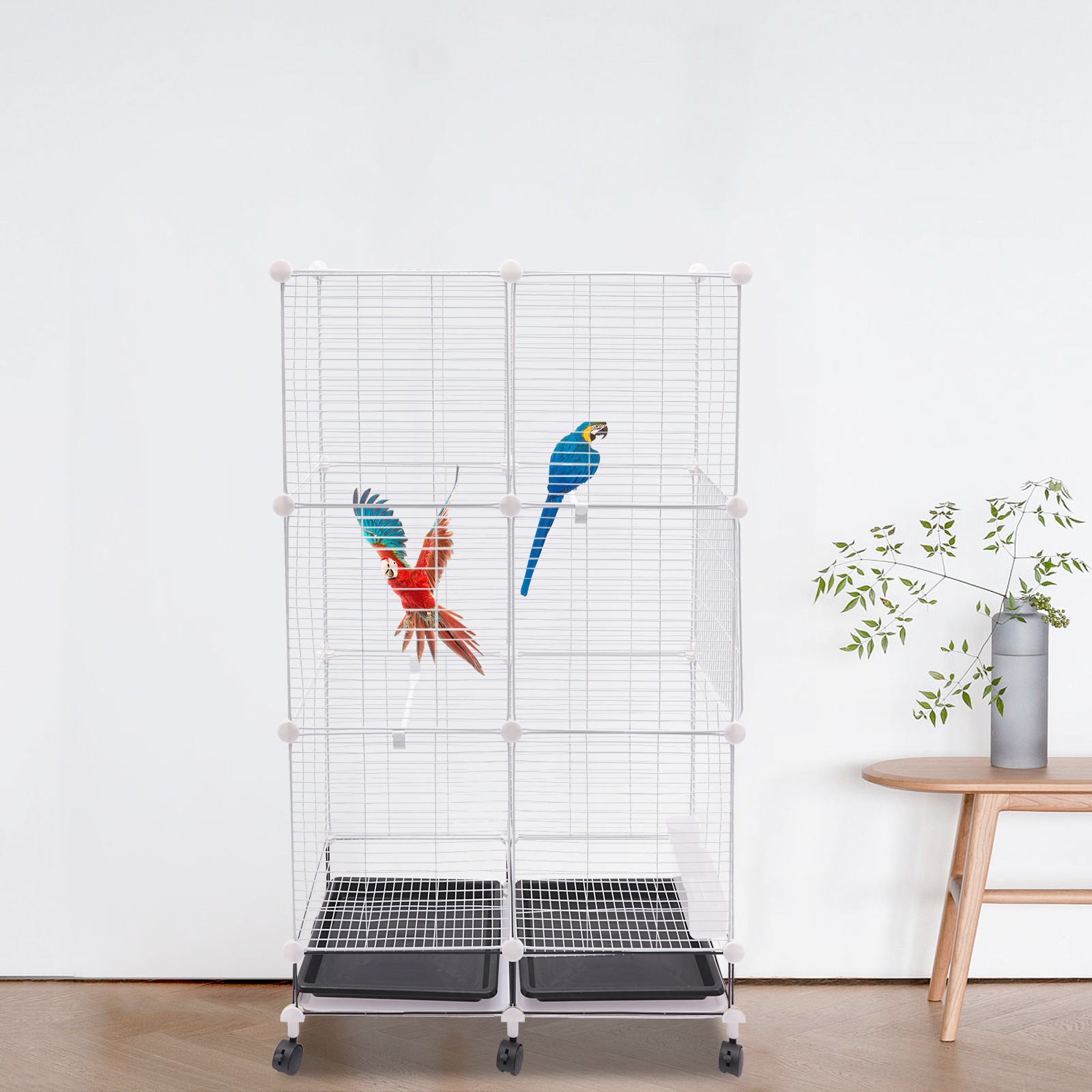 3-Tier Large Bird Cage 49.2in Rolling Metal Parakeet Cage for Canaries, Parrots