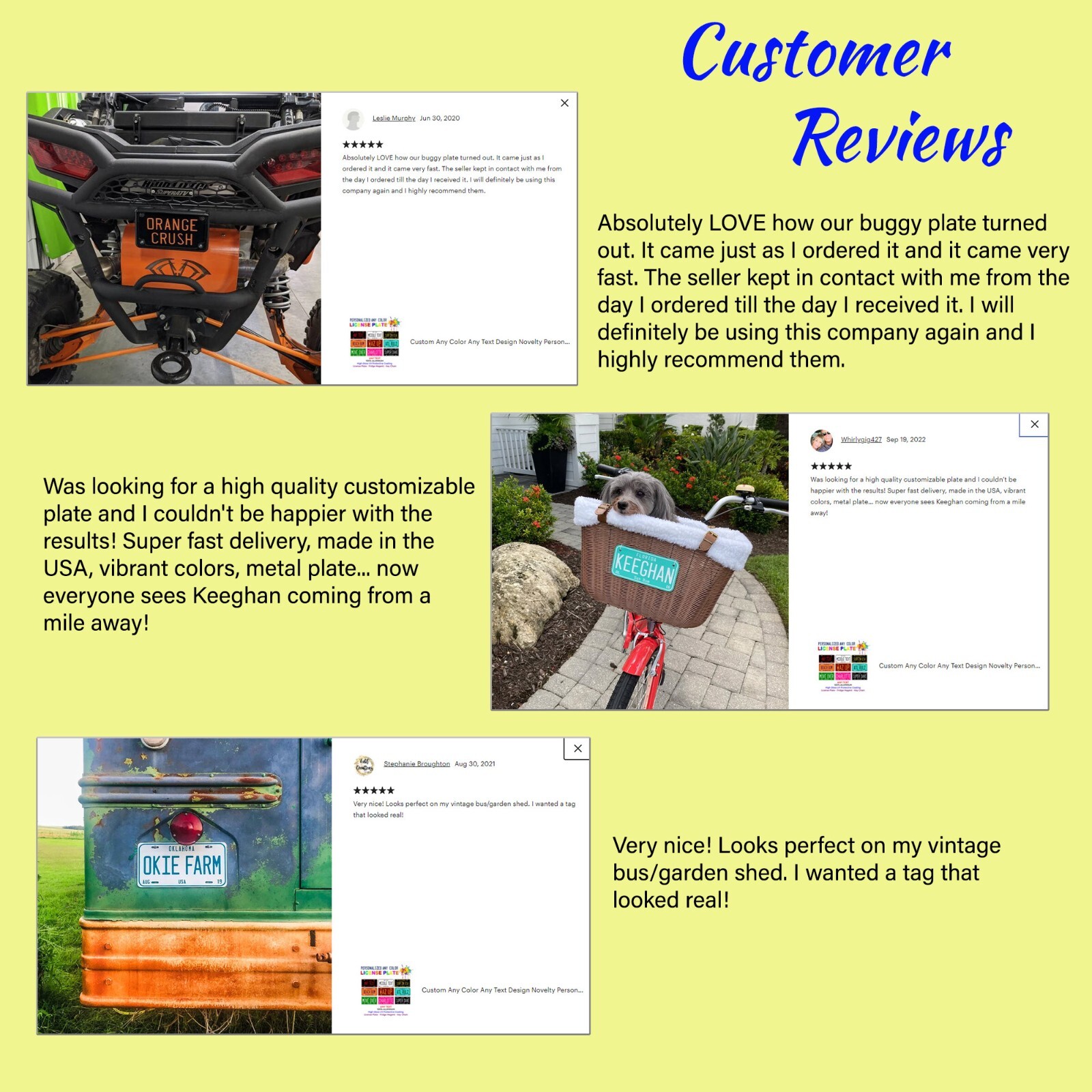 Personalize Custom Black License Plate Tag for Any State Auto Car ATV Bicycle