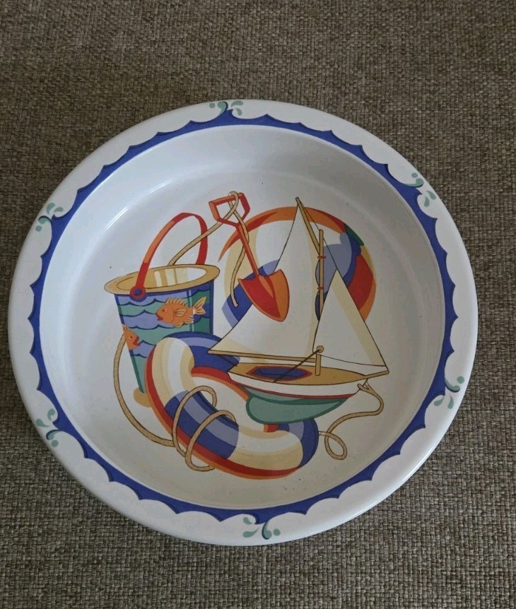 TIFFANY & CO Child's 3 Piece Porcelain Ceramic Dish Set-Seashore-Retired-EUC