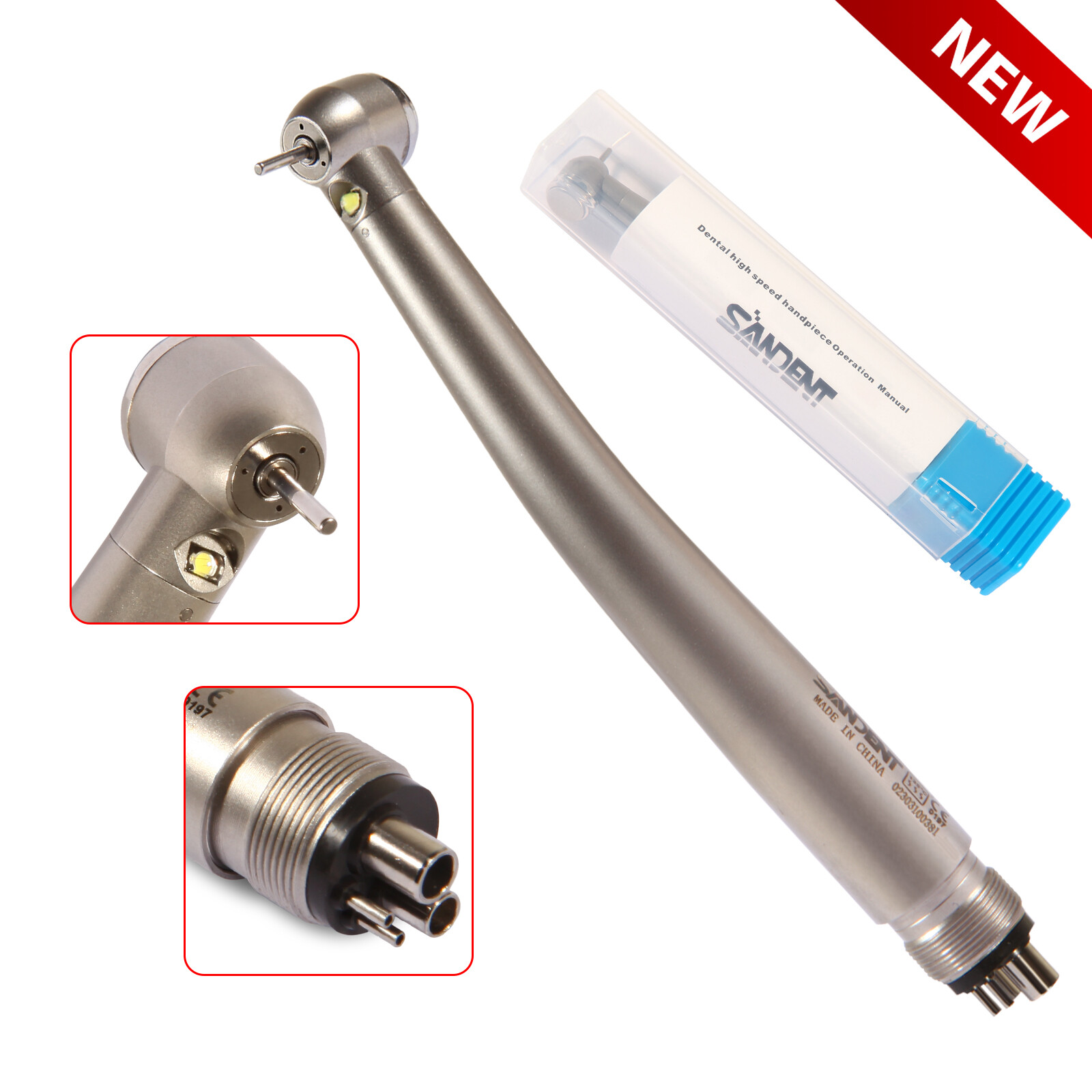 Dental LED E-generator High Speed Handpiece with Light 4 Hole For NSK Drill