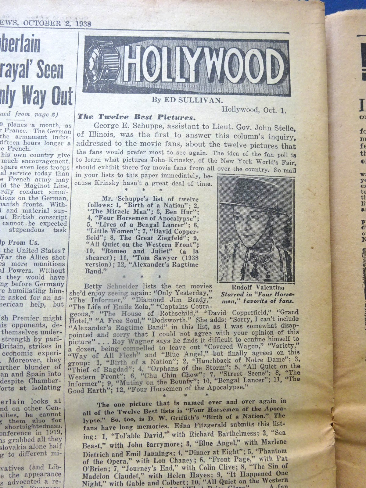 1938 NY Sunday News, Prelude War, Children Slay Parents, Yankees, Monte Stratton