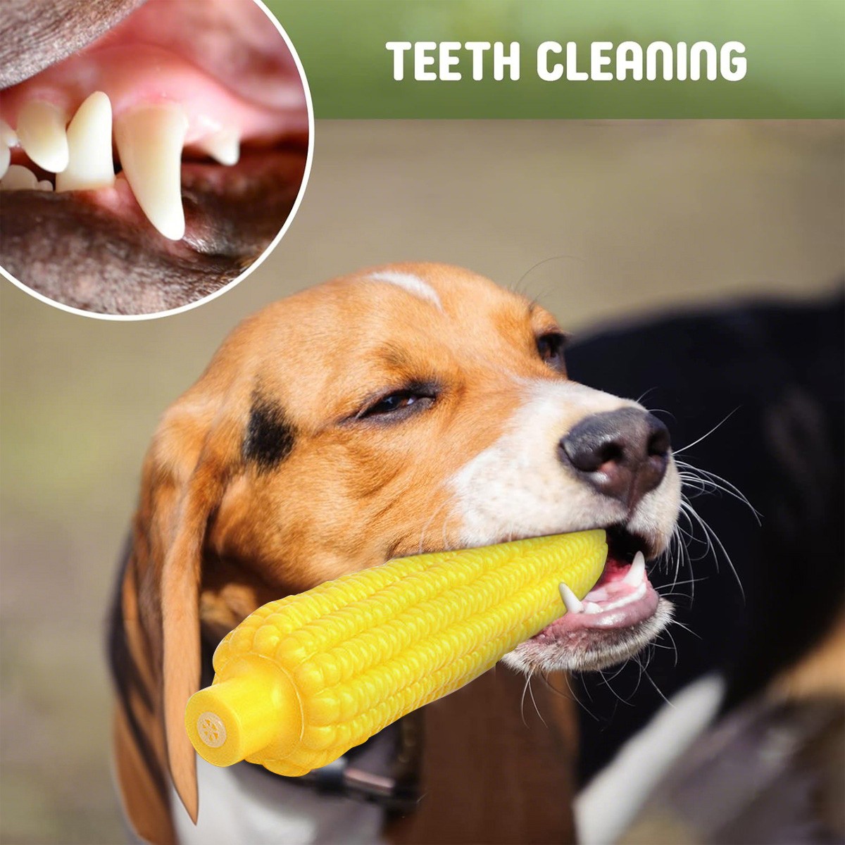 Durable Indestructible Dog Chew Toy - Squeaky Corn Stick for Aggressive Chewers