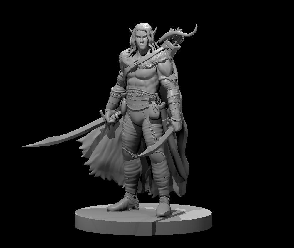 Elf Male Ranger V2 Rogue Fighter 28mm Scale DND D&D Tabletop Mini