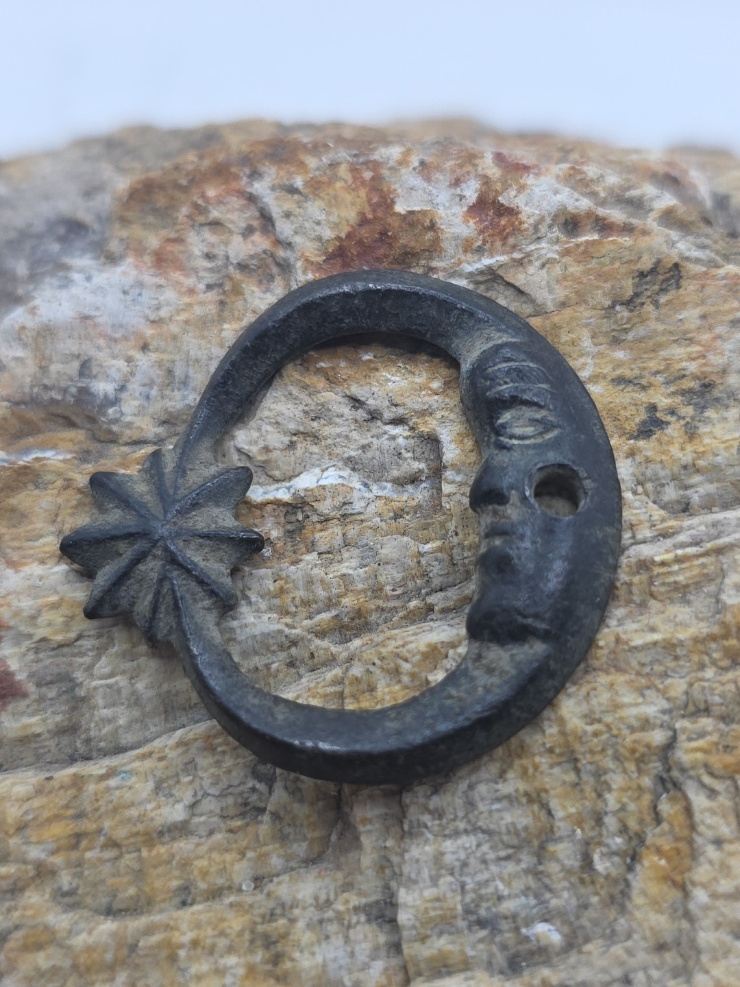 Mexican SOLID SILVER War Star and Crescent cape Insignia Dug in Mexico