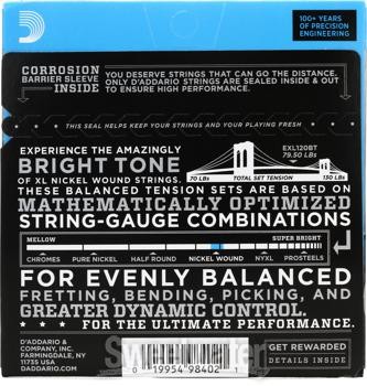 D'Addario EXL120BT Nickel Wound Electric Strings -.009-.040 Balanced Tension