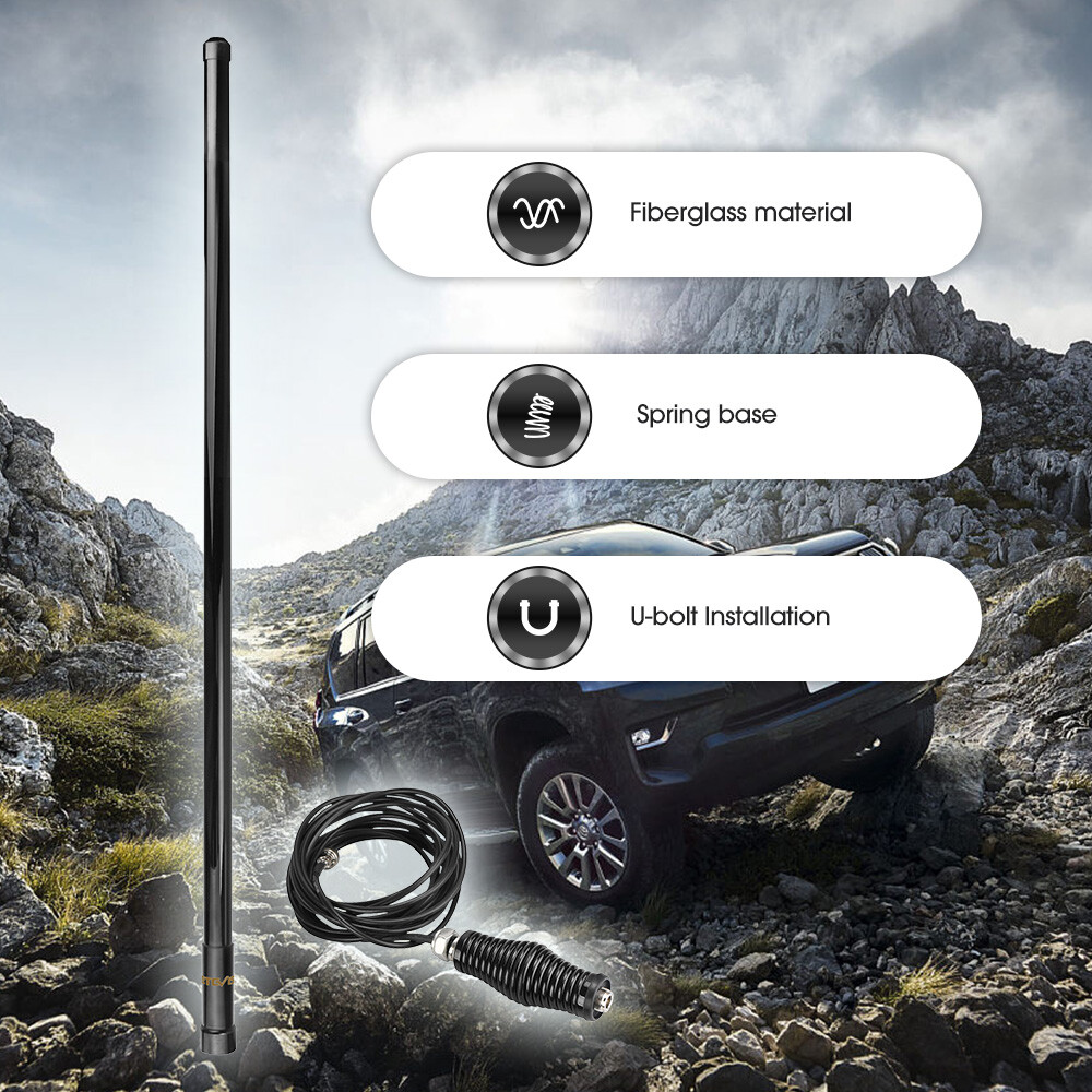 Retevis MR300 GMRS Crash-proof Fiberglass Car Antenna For Mobile Car Radios