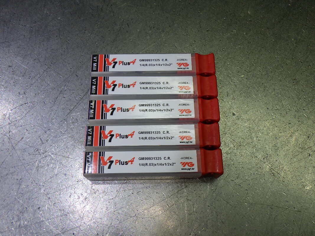 YG1 V7 PlusA 1/4" 4 Flute Carbide CR Endmill .03" R QTY5 GM99931325 (LOC2085B)