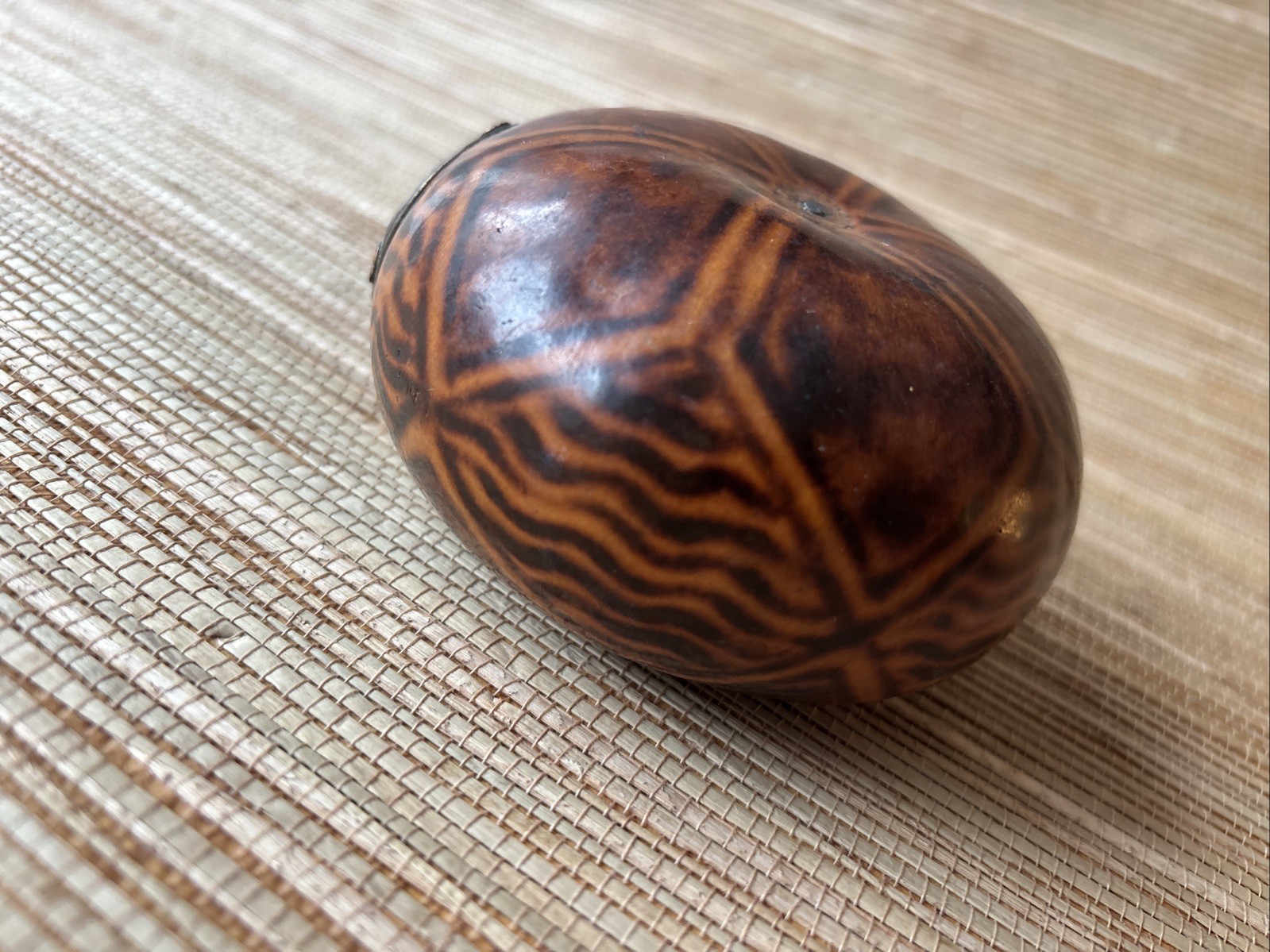 Vtg Galleta (Cookie Shape) Style Yerba Mate Gourd Silver & Gold Ferrule (Ring)