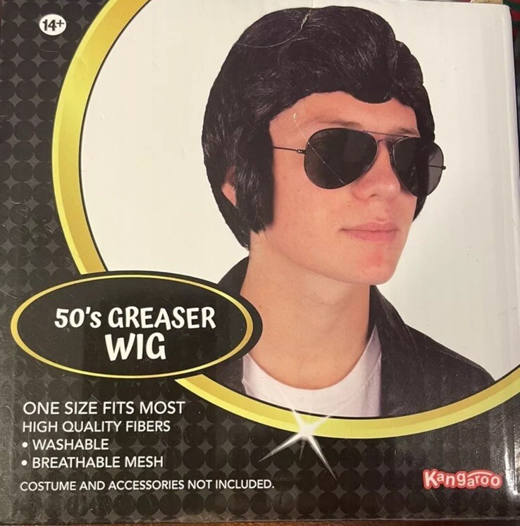 Adult 50's Black Greaser Wig Sideburns Costume Accessory Kangaroo