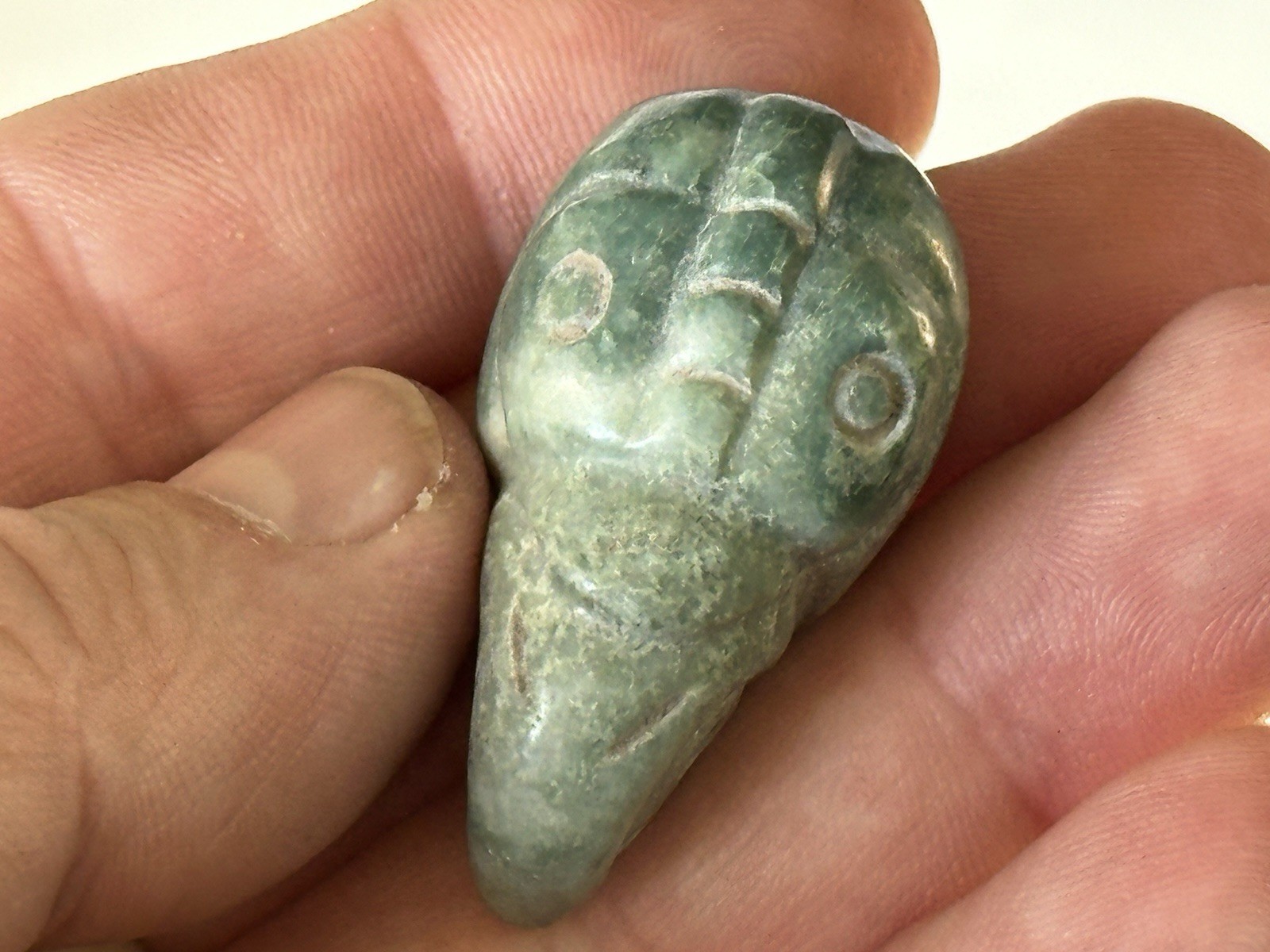 EXCEPTIONAL PRE-COLUMBIAN BIRD EFFIGY MAYAN JADE PENDANT FIGURINE IDOL MAYA, COA