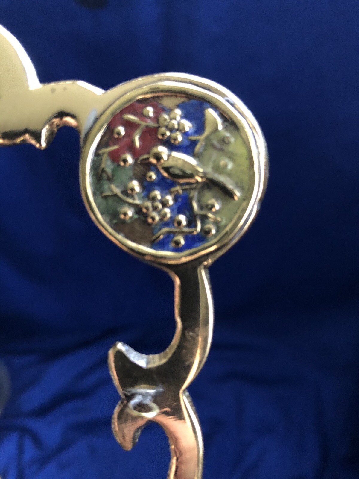 Vintage Antique Chinese Cloisonné Brass Gong Temple Bell Frame (No Bell) Symbols