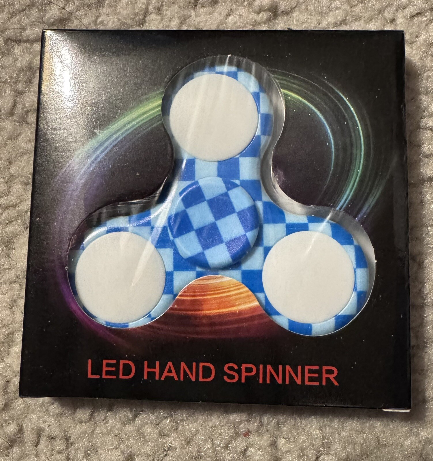 LED Light-UP Flash Tri-LED Finger Hand Spinner Fidget Toy Kids Blue New