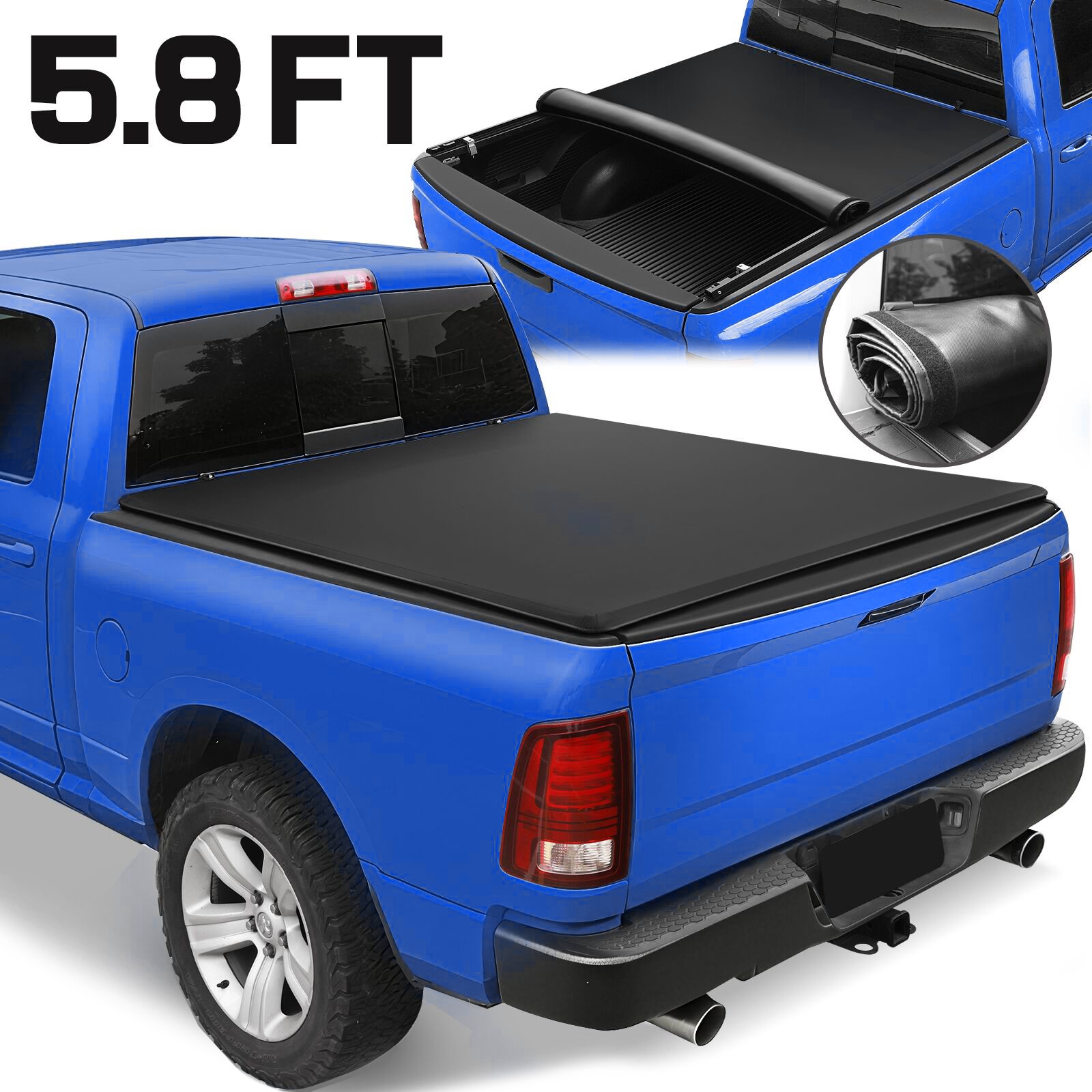 5.8FT Soft Roll-up Tonneau Cover  for 07-18 Chevy Silverado/ GMC Sierra 1500