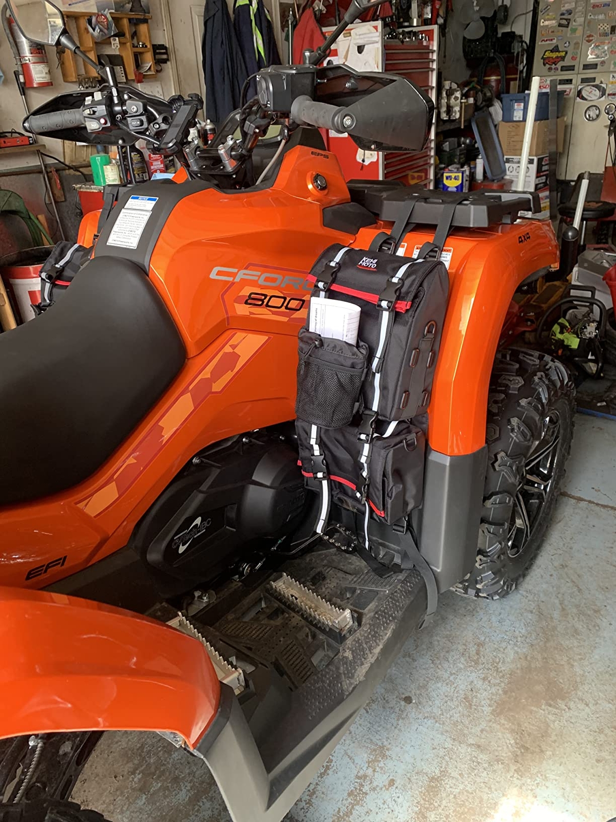 KEMiMOTO ATV Fender Bag Pack Luggage Storage Cargo Black For Sportsman Yamaha